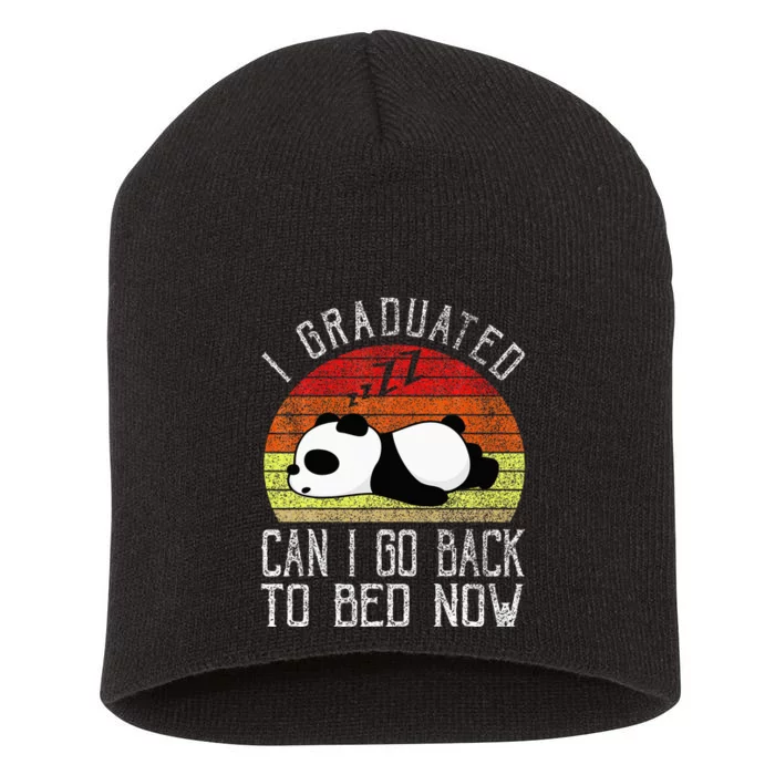 I Graduated Can I Go Back To Bed Now Cute Panda Sleeping Short Acrylic Beanie