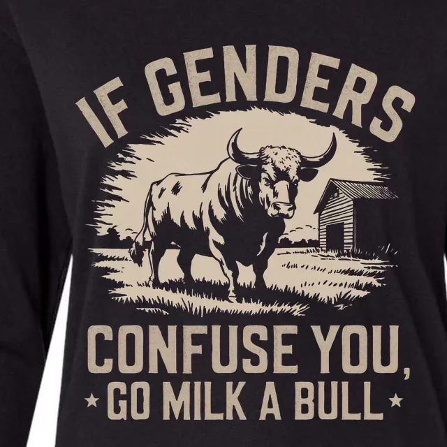 If Genders Confuse You Go Milk A Bull Womens Cotton Relaxed Long Sleeve T-Shirt