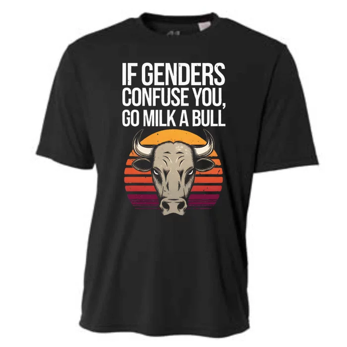 If Gender Confuse You Go Milk A Bull Cooling Performance Crew T-Shirt