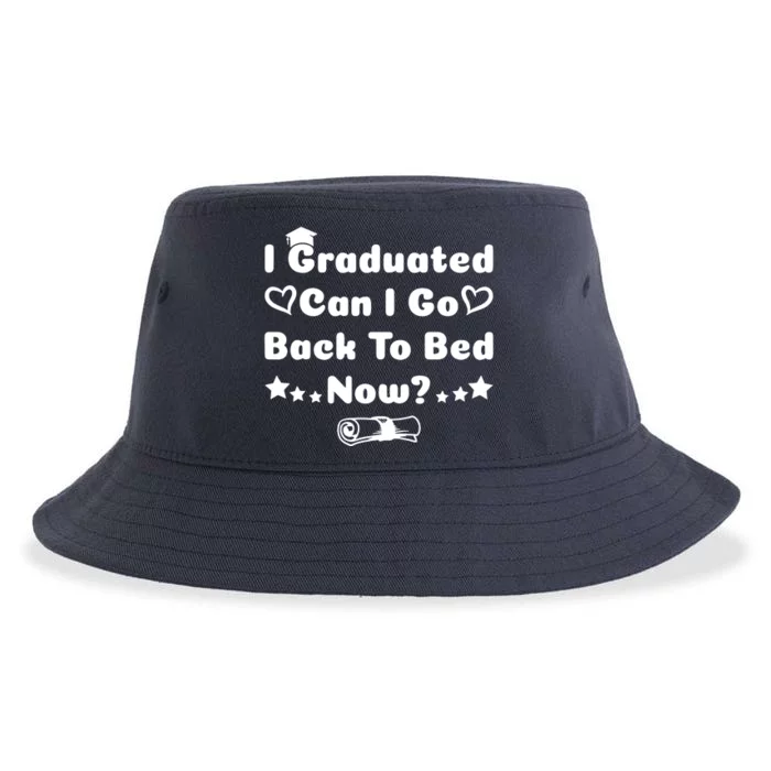 I Graduated Can I Go Back To Bed Now Funny Sustainable Bucket Hat