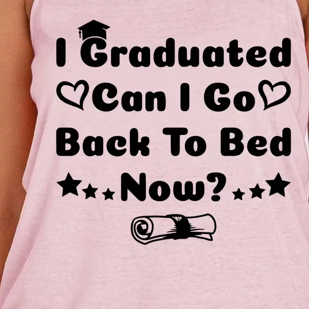 I Graduated Can I Go Back To Bed Now Funny Women's Knotted Racerback Tank