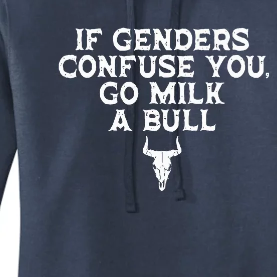 If Genders Confuse You Go Milk A Bull Joke Women's Pullover Hoodie