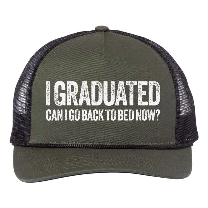 I Graduated Can I Go Back To Bed Now Graduation Retro Rope Trucker Hat Cap