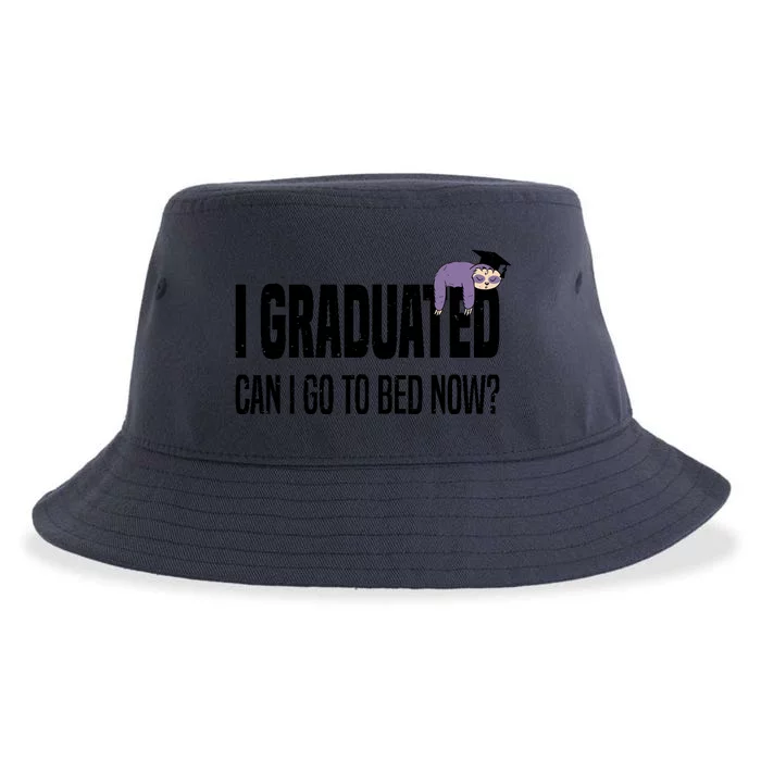 I Graduated Can I Go Back To Bed Now Sloth Funny Graduation Sustainable Bucket Hat