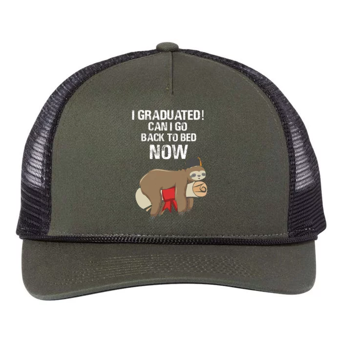 I Graduated Can I Go Back To Bed Now Funny Graduation Quotes Retro Rope Trucker Hat Cap