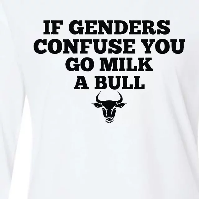 If Genders Confuse You Go Milk A Bull Womens Cotton Relaxed Long Sleeve T-Shirt