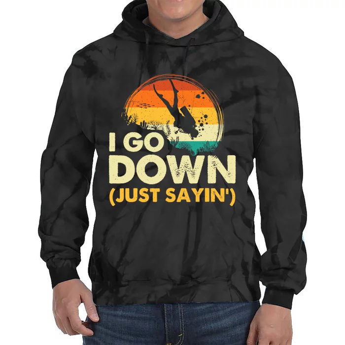 I Go Down Scuba Diver Diving Instructor Underwater Tie Dye Hoodie