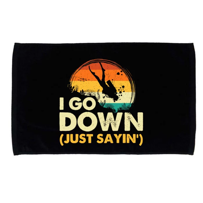 I Go Down Scuba Diver Diving Instructor Underwater Microfiber Hand Towel