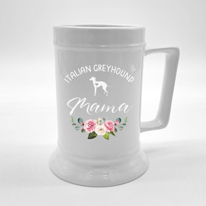 Italian Greyhound Dog Mama Silhouette Mom Mothers Day Front & Back Beer Stein