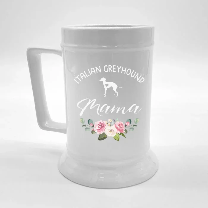 Italian Greyhound Dog Mama Silhouette Mom Mothers Day Front & Back Beer Stein