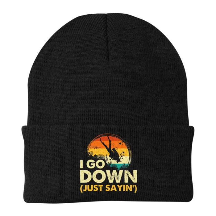 I Go Down Scuba Diver Diving Instructor Underwater Knit Cap Winter Beanie