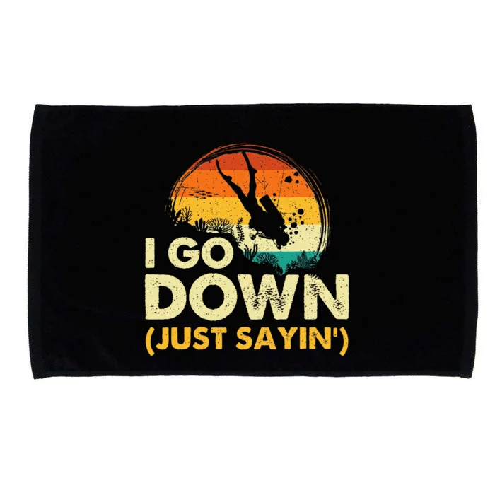 I Go Down Scuba Diver Diving Instructor Underwater Microfiber Hand Towel