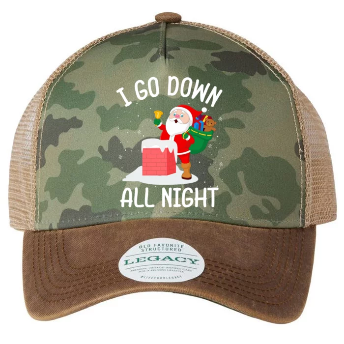 I Go Down All Night Santa In A Chimney Funny Christmas Humor Gift Legacy Tie Dye Trucker Hat