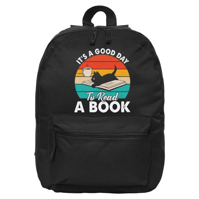 Its Good Day To Read Book Funny Library Reading Cat Lovers 16 in Basic Backpack