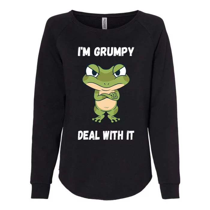 IM Grumpy Deal With It Ironie Saying Funny Frog Womens California Wash Sweatshirt