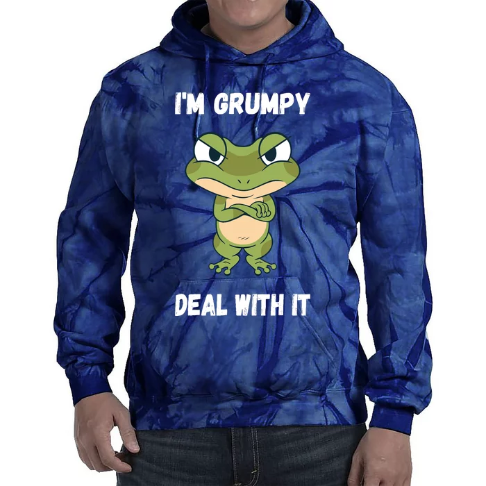 IM Grumpy Deal With It Ironie Saying Funny Frog Tie Dye Hoodie