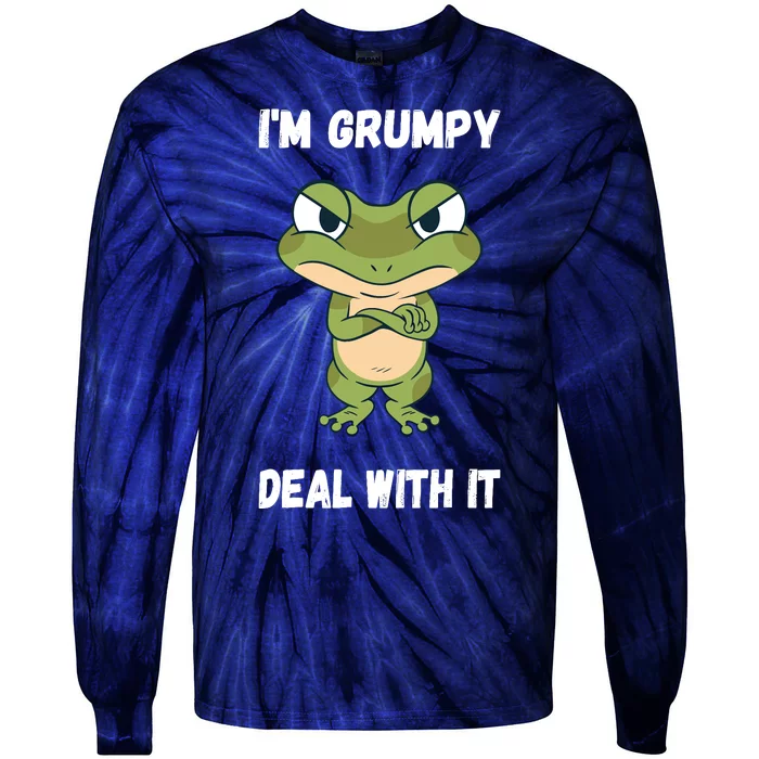 IM Grumpy Deal With It Ironie Saying Funny Frog Tie-Dye Long Sleeve Shirt