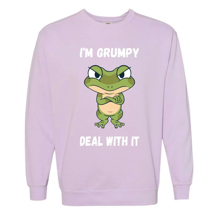 IM Grumpy Deal With It Ironie Saying Funny Frog Garment-Dyed Sweatshirt