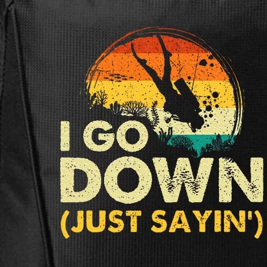 I Go Down Scuba Diver Diving Instructor Underwater City Backpack