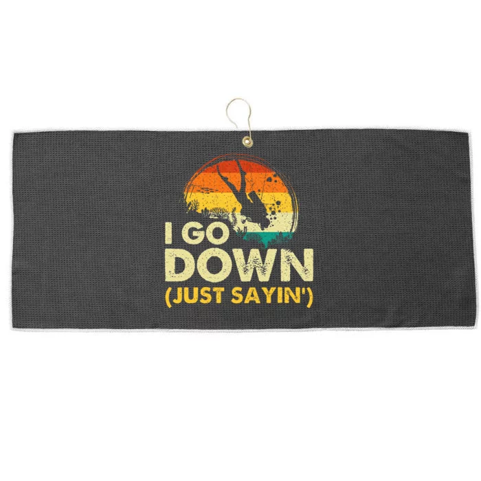 I Go Down Scuba Diver Diving Instructor Underwater Large Microfiber Waffle Golf Towel