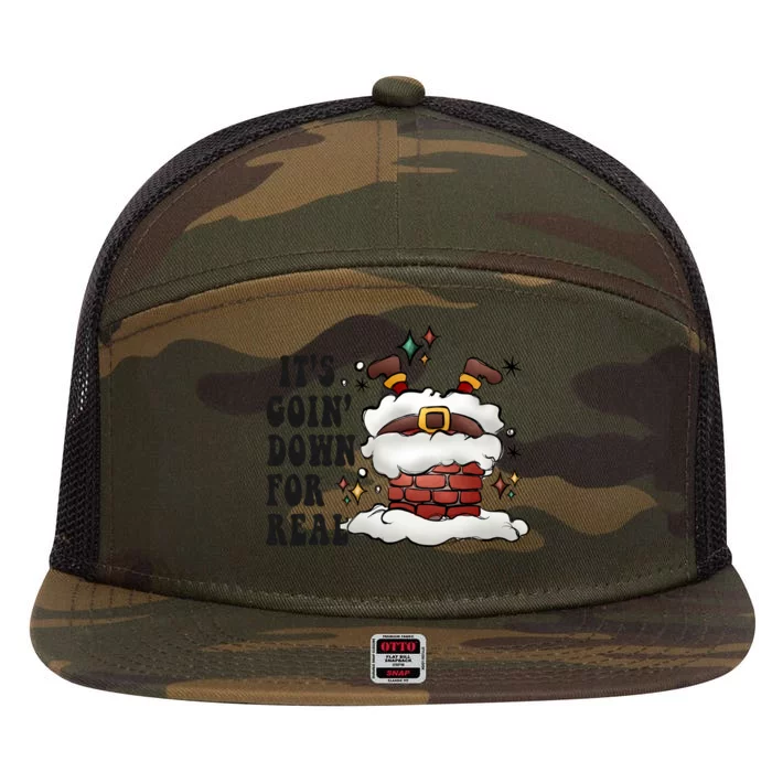 Its Goin Down For Real Funny Santa Christmas 7 Panel Mesh Trucker Snapback Hat