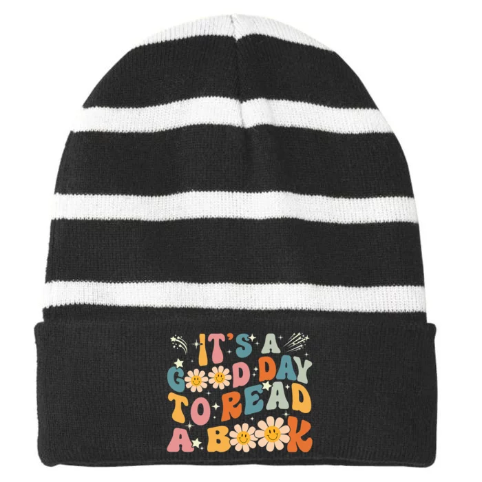 Its Good Day To Read Book Funny Library Reading Lovers Striped Beanie with Solid Band