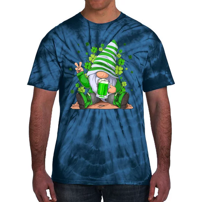 Irish Gnome Drink Beer Lucky Shamrock Gnome St Patricks Day Tie-Dye T-Shirt