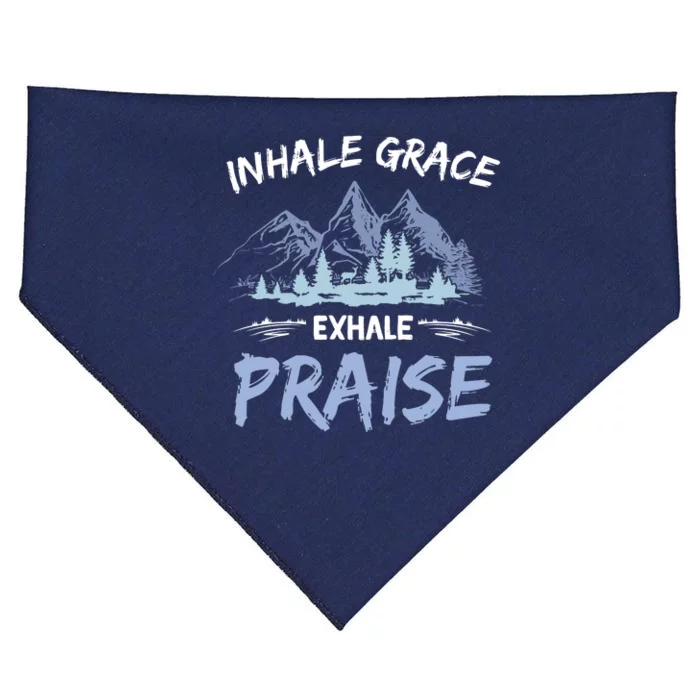 Inhale Grace Exhale Praise Vintage Camping USA-Made Doggie Bandana