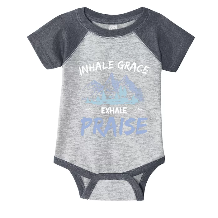 Inhale Grace Exhale Praise Vintage Camping Infant Baby Jersey Bodysuit