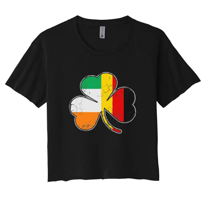 Irish German Flag Shamrock Funny St Patricks Day Gifts Women's Crop Top Tee