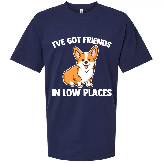 I've Got Friends In Low Places Gift Funny Corgi Owner Dog Corgi Gift Sueded Cloud Jersey T-Shirt