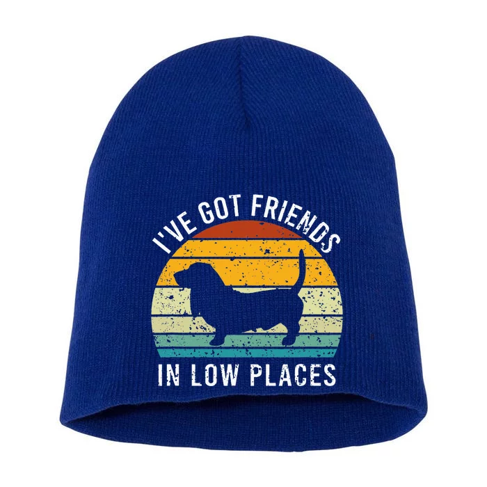 I've Got Friends in Low Places Basset Hound Retro Short Acrylic Beanie