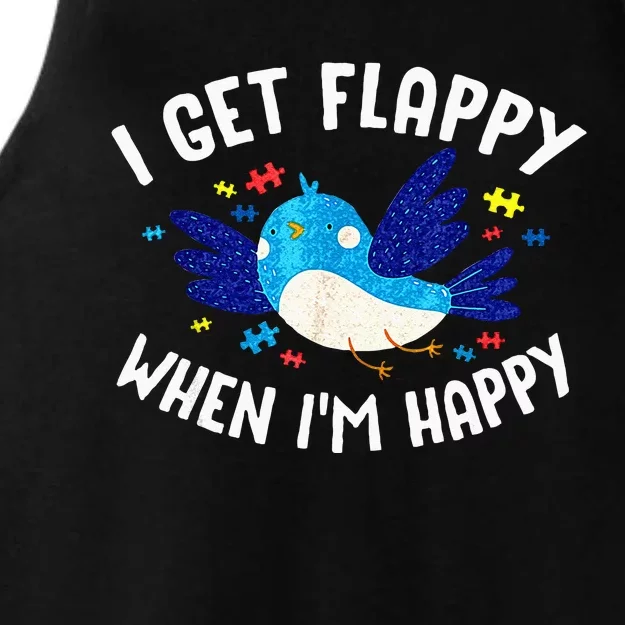 I Get Flappy When Im Happy Autism Awareness Day Ladies Tri-Blend Wicking Tank