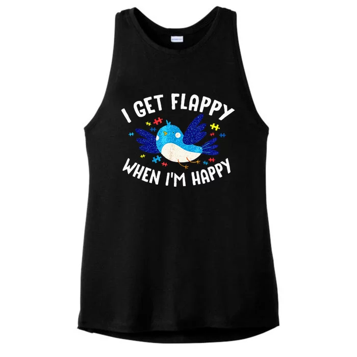 I Get Flappy When Im Happy Autism Awareness Day Ladies Tri-Blend Wicking Tank