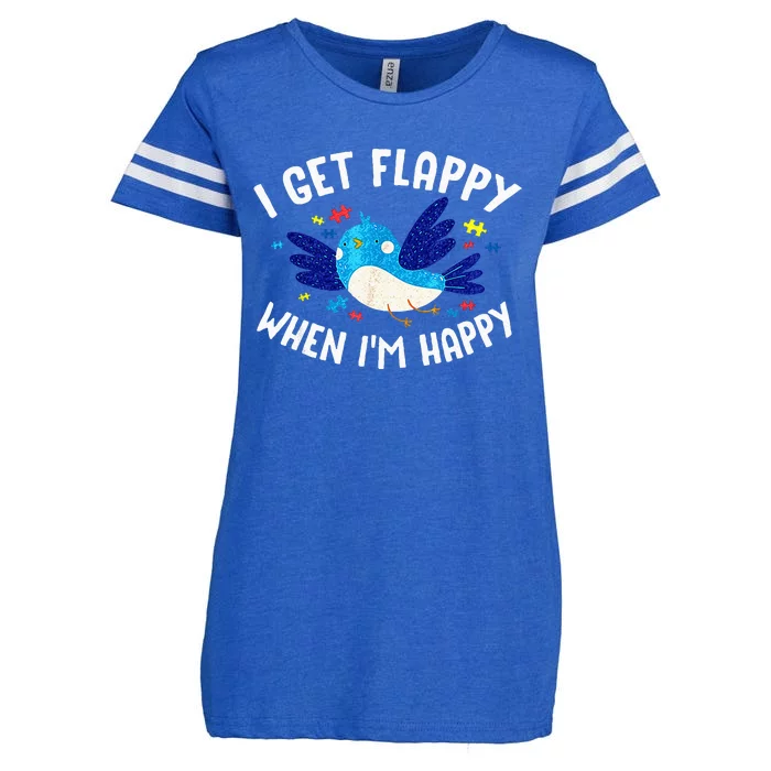 I Get Flappy When Im Happy Autism Awareness Day Enza Ladies Jersey Football T-Shirt