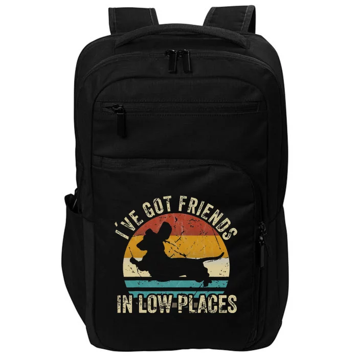 I've Got Friends In Low Places funny Dachshund Dog Impact Tech Backpack