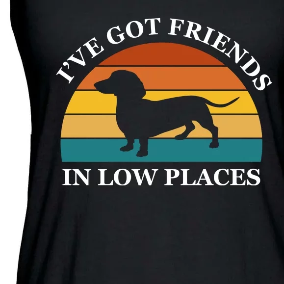 I've Got Friends In Low Places Dachshund Wiener Dog Funny Ladies Essential Flowy Tank