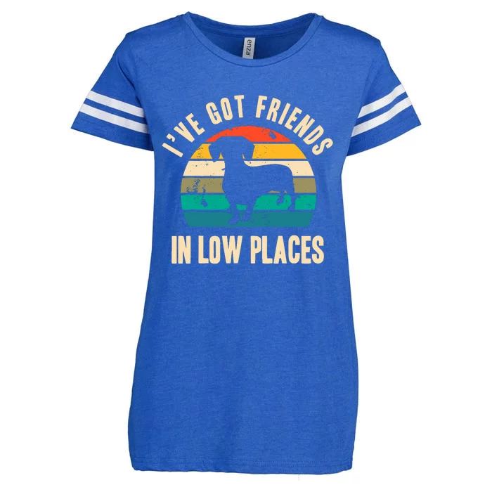 IVe Got Friends In Low Places Funny Dachshund Vintage Gift Enza Ladies Jersey Football T-Shirt