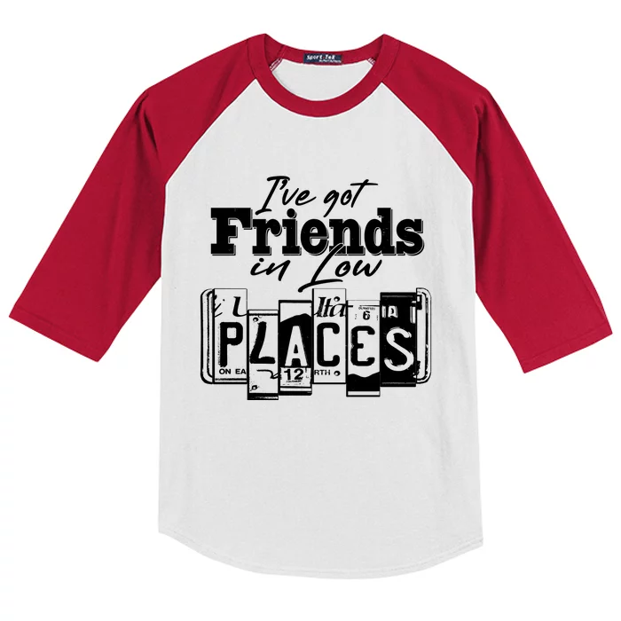 I've Got Friend In Low Places Travel Lover Kids Colorblock Raglan Jersey