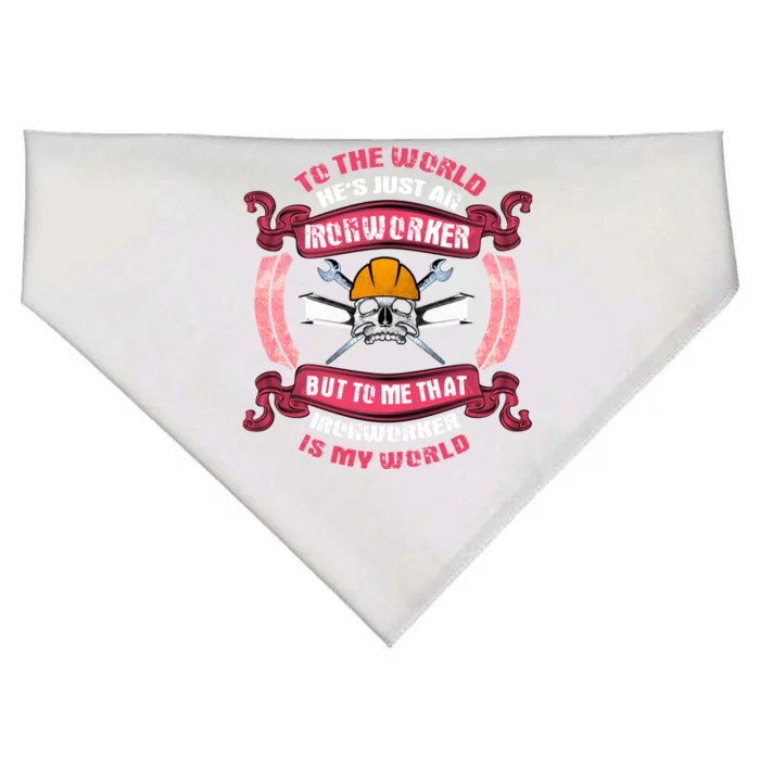 Ironworker Great Gift Wife He's My My Entire World Great Gift USA-Made Doggie Bandana