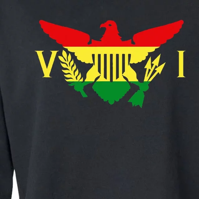 Ites Gold Green Horizontal Rasta Virgin Islands Flag Cropped Pullover Crew