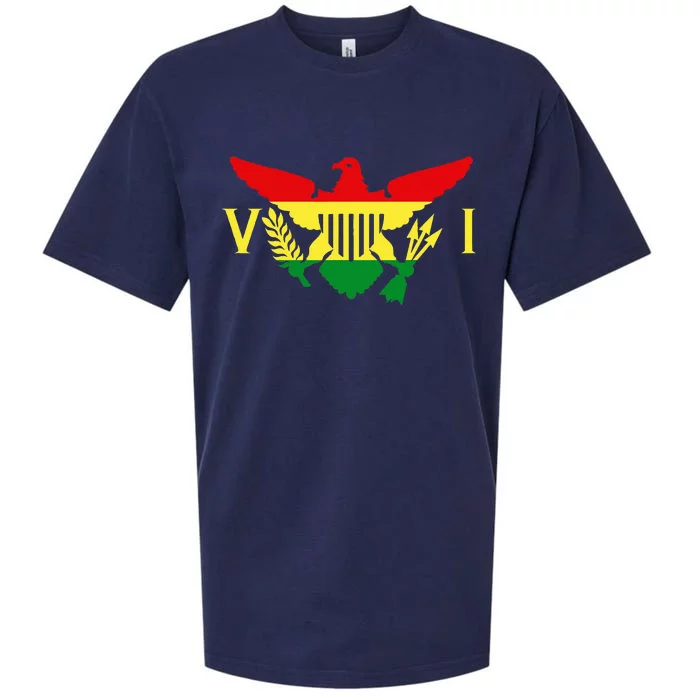 Ites Gold Green Horizontal Rasta Virgin Islands Flag Sueded Cloud Jersey T-Shirt