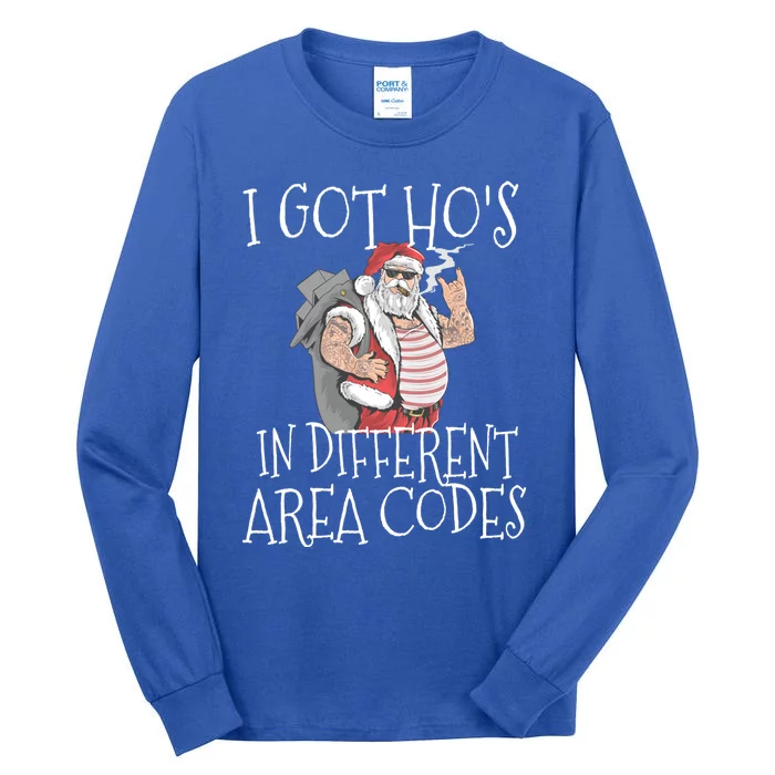 I Got Hos In Different Area Codes Christmas Thug Santa Gift Tall Long Sleeve T-Shirt