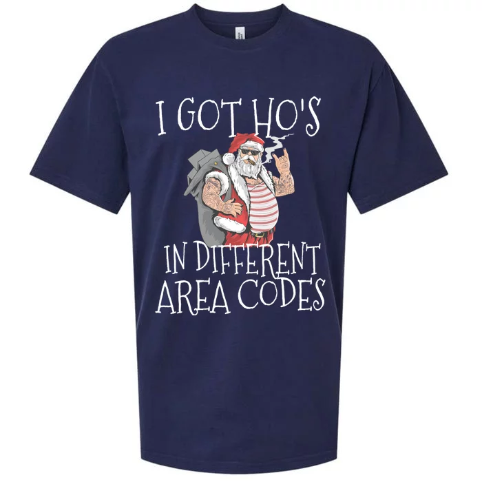 I Got Hos In Different Area Codes Christmas Thug Santa Gift Sueded Cloud Jersey T-Shirt