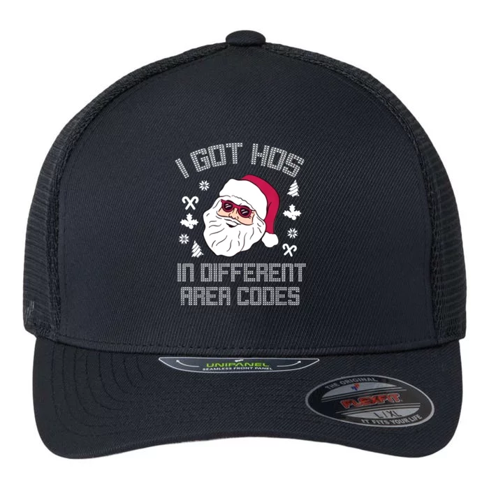 I Got Hos In Different Area Codes Funny Christmas Santa Snow Gift Flexfit Unipanel Trucker Cap