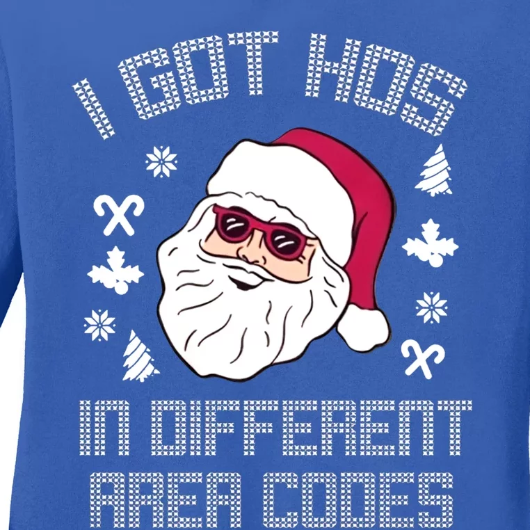 I Got Hos In Different Area Codes Funny Christmas Santa Snow Gift Ladies Long Sleeve Shirt