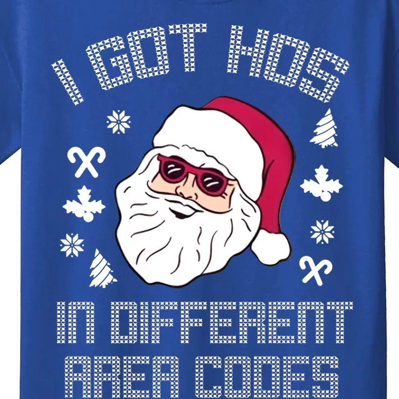 I Got Hos In Different Area Codes Funny Christmas Santa Snow Gift Kids T-Shirt