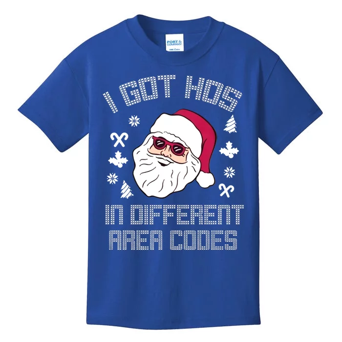 I Got Hos In Different Area Codes Funny Christmas Santa Snow Gift Kids T-Shirt