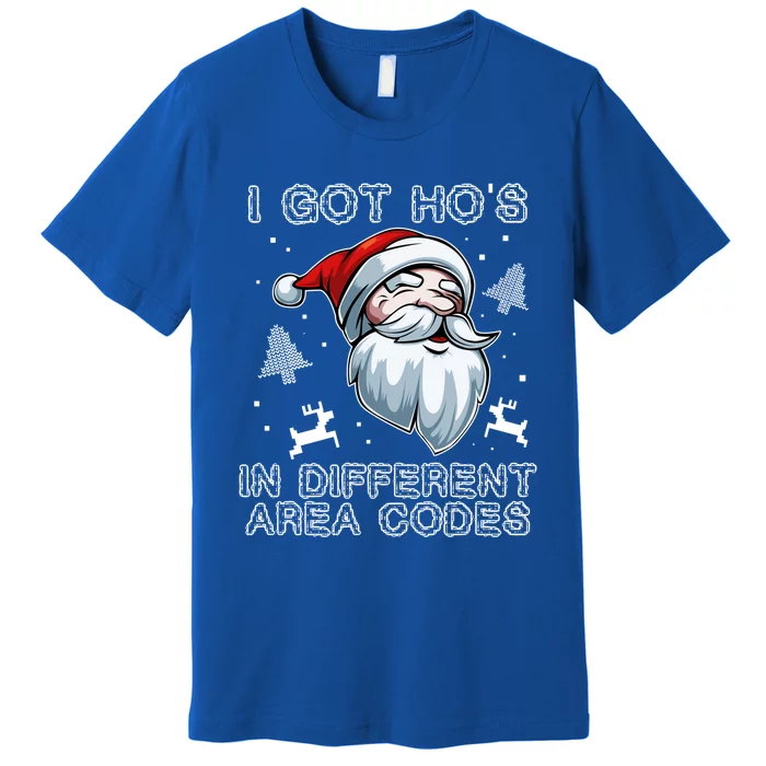 I Got Hos In Different Area Codes Santa Christmas Funny Gift Premium T-Shirt