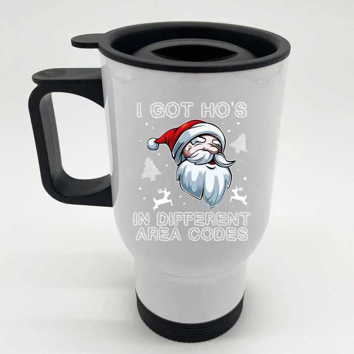 I Got Hos In Different Area Codes Santa Christmas Funny Gift Front & Back Stainless Steel Travel Mug